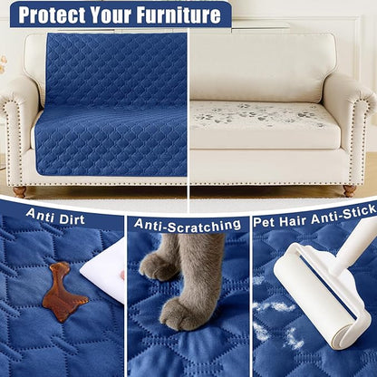 Smiry Waterproof Dog Blanket, Soft Dog Bed Cover Pet Blanket, Reversible Couch Cover for Dogs Washable, Pet Couch Covers for Sofa Furniture Protector for Puppy Cat (30x53 Inch, Navy/Blue)