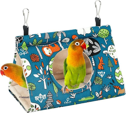 Rypet Winter Warm Bird Nest House - Hanging Hammock Velvet Shed Hut Cage Plush Fluffy Birds Hideaway Sleeping Bed Fuzzy for Parrot Parakeet Cockatiels Budgies Lovebird Smallï¼_lueï¼