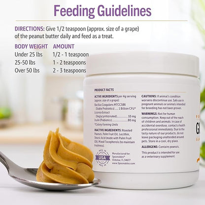 Dog Peanut Butter - Healthy Dog Treats with Dog Probiotics for Digestive Health - Anti Diarrhea for Dogs - Immune Support Supplement and Dog Gas Relief - Gut Health (8.46oz)