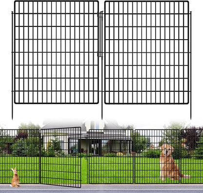 10 Panels Garden Fencing Animal Barrier with Lock, 33 in(H) X 24 ft(L) Dog Fence Outdoor for Yard Rustproof No Dig Decorative Tall Garden Fence Metal Wire Panel Border Rabbit Ground Stakes Fencing