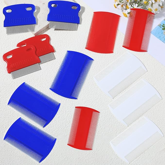 12 Pcs Pet Flea Comb Cat Metal Dog Comb Massage Dog Flea Comb Lice Combs Tick Comb for Dogs Flea Brush for Cat Fluffy hair Dog Grooming Tools