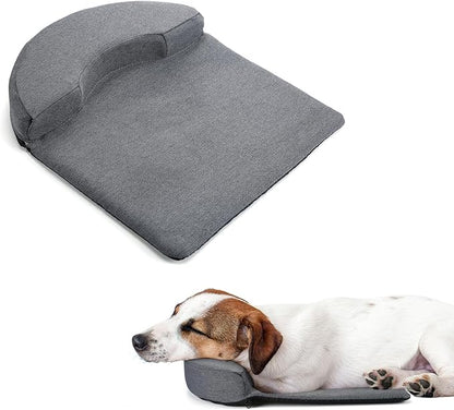 Dog Pillow Benefit for Cervical Vertebra/Neck -Dog Calming Pillow for Soothing Joints and Improving Sleep, Arched Dog Bed Pillow with Sponge Support, Washable for Small Medium Dogs, M
