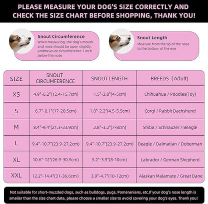 Dog Muzzle, Breathable Soft Muzzle for Extra Large Dogs to Anti & Prevent Barking Biting Chewing, Reflective & Adjustable Basket Muzzle with Air Mesh for German Shepherd Pink XXL