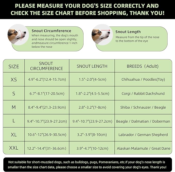 Dog Muzzle, Breathable Soft Muzzle for Extra Small Dogs to Anti & Prevent Barking Biting Chewing, Reflective & Adjustable Basket Muzzle with Air Mesh for Dachshund Black XS