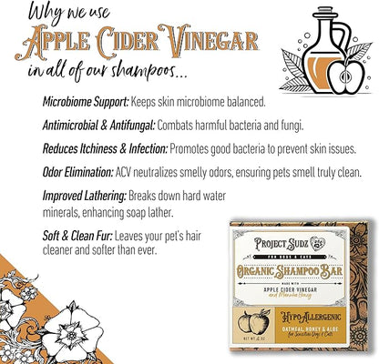Oatmeal and Honey Dog Shampoo Bar | Hypoallergenic | Sensitive Coat | Made with Apple Cider Vineger | for Dogs and Cats