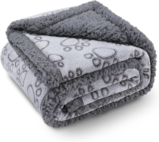 Luciphia Waterproof Pet Blankets for Couch Sofa Bed Cover Liquid Pee Proof Washable Soft Fluffy Large Dog Blanket Reversible Furniture Protection Paw Grey Mediumï¼57" x 40"ï¼