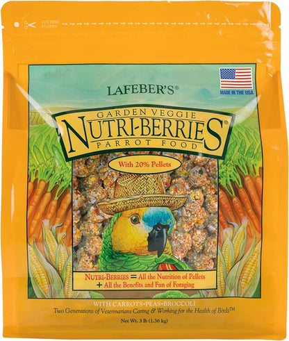 LAFEBER'S Garden Veggie Nutri-Berries Pet Bird Food, Made with Non-GMO and Human-Grade Ingredients, for Parrots, 3 lb