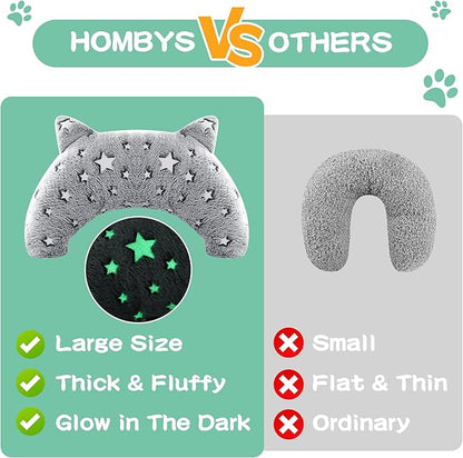 HOMBYS Chewproof Dog Pillow Glow in The Dark Dog Claming Pillow for Dog Anxiety Reduce, Suitable for Both Crazy Tearers & Tame Dogs, Furry Surface Soft & Comfortable Dog Neck Pillow Improve Sleeping