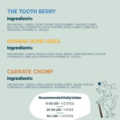 Shameless Pets Dental Treats for Dogs, Variety (3-Pack) - Healthy Teeth Cleaning Sticks for Fresh Breath - Dog Bones Dental Chews Free from Grain, Corn & Soy