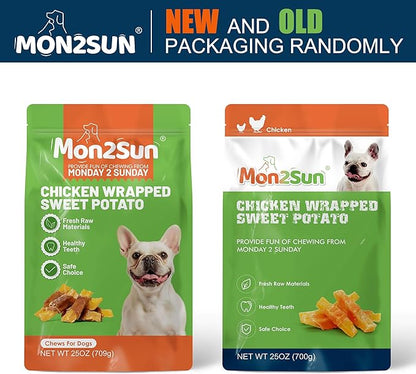 MON2SUN Dog Treats Rawhide Free Chicken Wrapped Sweet Potato Snacks, Gluten & Grain Free, Treats for Puppy and Small Dogs, (Chicken, 1.56 Pound-Pack of 1)