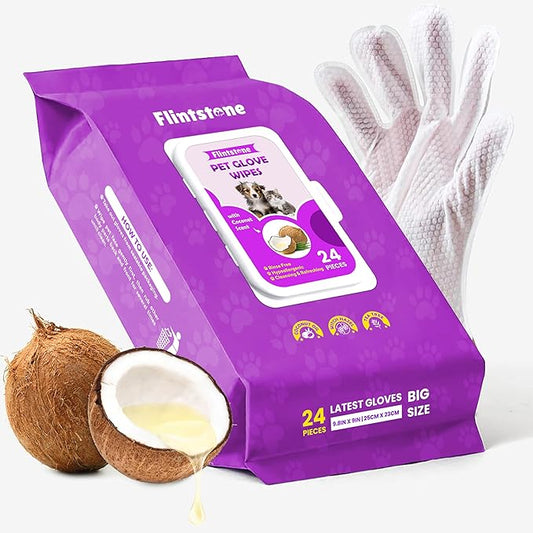 Flintstone Dog Wipes Cleaning Deodorizing - Hypoallergenic Cat Wipes - Extra Thick Wet Dog Wipes for Paws and Butt - Daily Care & Travel Pet Wipes - Latest Pet Wipes for Dogs, Puppy & Cats  24pcs