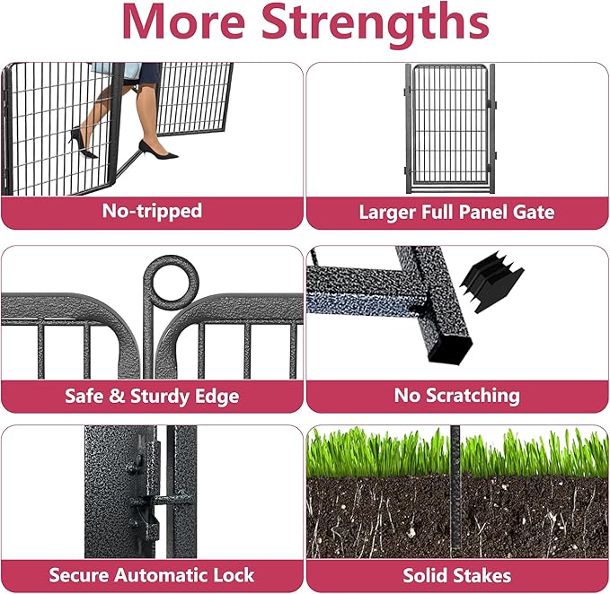 Dog Playpen with Extra Large Door Dog Fence Outdoor for Yard Indoor Dog Pen 40inch 14 Panels Dog Pens Outside Anti-Rust Pet Fence Portable Dog Fence for RV Camping Yard