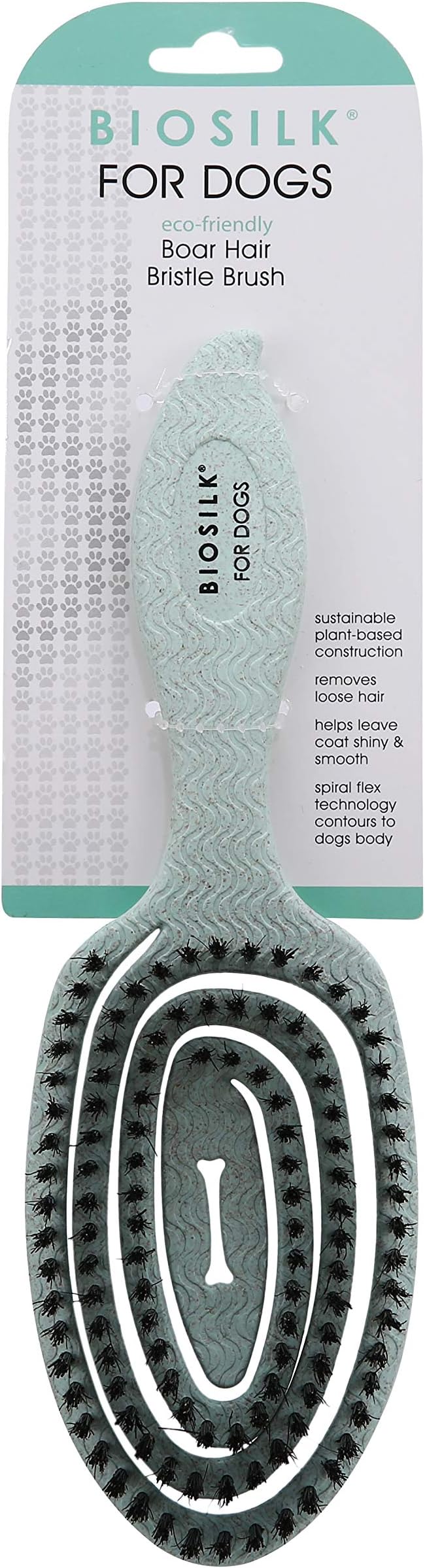 for Dogs Eco-Friendly Boar Hair Bristle Brush in Mint Green | Easy to Hold Ergonomic Handle Dog Brush for Shedding | Best Pet Brush for Dog Grooming