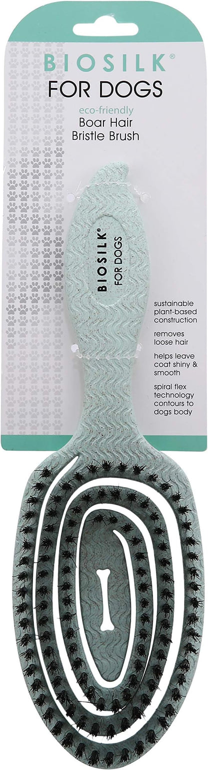 for Dogs Eco-Friendly Boar Hair Bristle Brush in Mint Green | Easy to Hold Ergonomic Handle Dog Brush for Shedding | Best Pet Brush for Dog Grooming