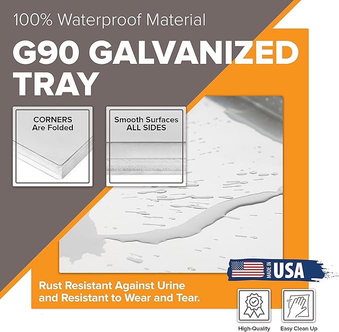 (Galvanized, 41" L X 27" W X 1") Frisco Metal Replacement Crate Tray for Heavy Duty Single and Double Door Dog Crate Chew Proof Crack Proof Multipurpose Tray