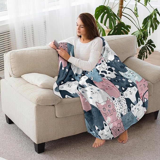 Cat Blanket, Cats Gifts for Girls Women, Cat Gift for Cats Lovers, Birthday Gifts Decor Throw Blanket 50"x60"