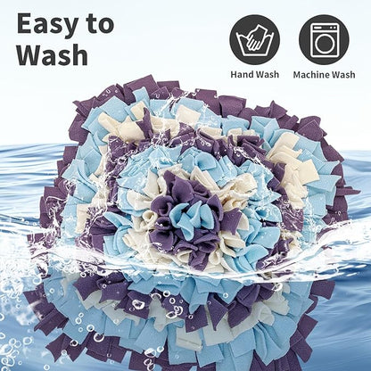 Pet Snuffle Mat for Dogs, Dog Feeding Mat, Nosework Training Mats for Foraging Instinct Interactive Puzzle Toys (Violet&SkyBlue&White)