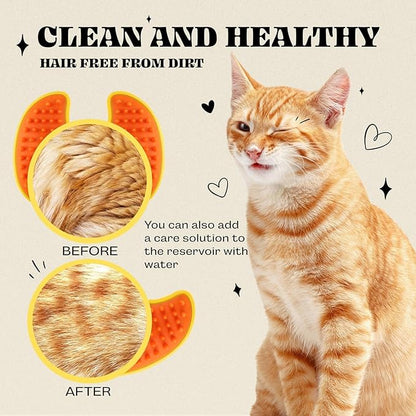 3 In 1 Silicone Pet Brush with Steaming Function - Self-Cleaning Cat Grooming Tool for Massage and Detangling (Yellow by Cat Steamy Brush)