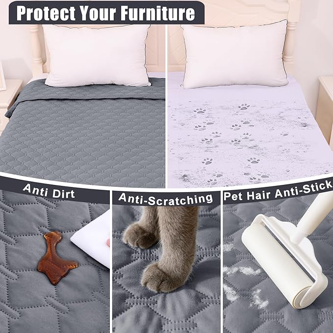 Smiry Waterproof Dog Blanket, Soft Dog Bed Cover Pet Blanket, Reversible Couch Cover for Dogs Washable, Pet Couch Covers for Sofa Furniture Protector for Puppy Cat (82x82 Inch, Grey/Light Grey)