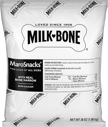 Milk-Bone MaroSnacks Dog Treats, 38 Ounce Refill Packs (Pack of 2) with Real Bone Marrow and Calcium