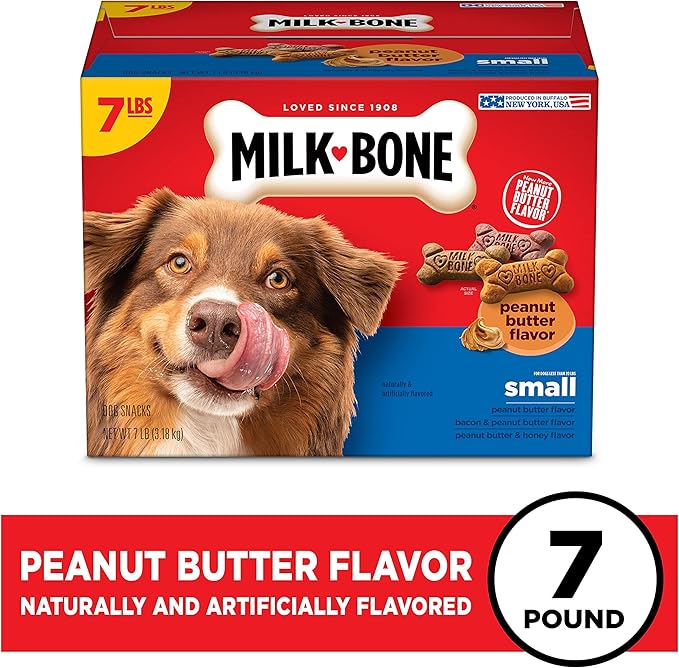 Milk-Bone Peanut Butter Flavor Naturally & Artificially Flavored Dog Biscuits - Crunchy Dog Treats - 7 Pounds (Packaging Design May Vary)