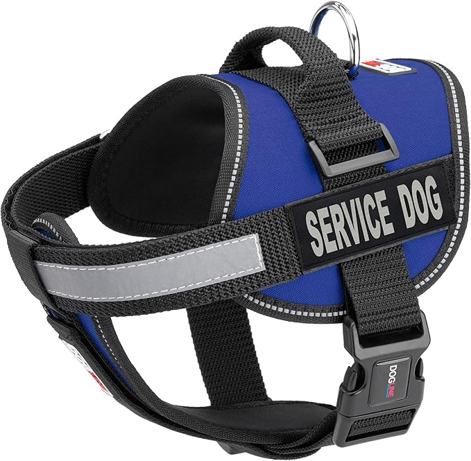 Dogline Unimax Service Dog Vest and Free Service Dog ID Badge with ADA Law, Medium, Blue