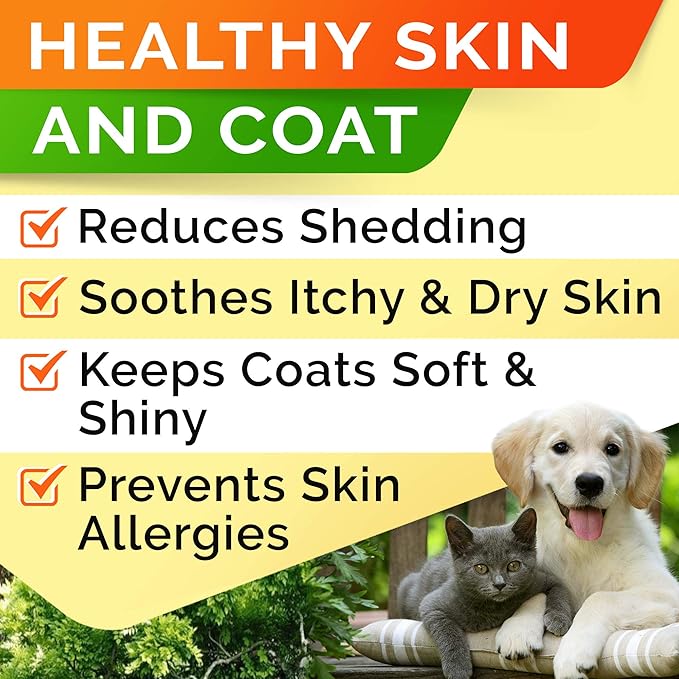 StrellaLab 64 OZ Salmon Oil for Dogs - Omega 3 for Dogs & Cats, Itch & Allergy Relief, Wild Alaskan Salmon Oil Dogs Skin & Coat, Dog Fish Oil Liquid, Shedding Supplement EPA & DHA Fatty Acids - 2Packs