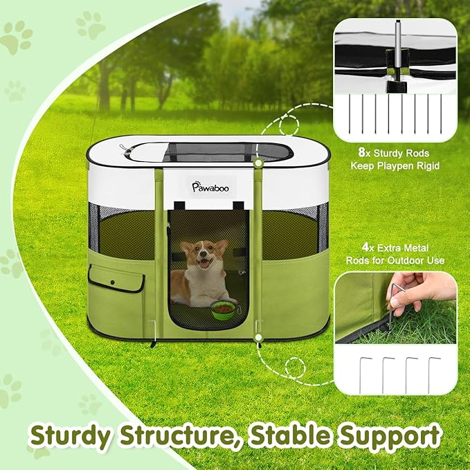 Dog Playpen, Portable Pet Playpen Cat PlayPen, 600D Oxford Dog Kennel Tent Crate, Waterproof&Breathable, Indoor Outdoor Travel Camping Use for Medium/Large Breed with Carrying Case+Folding Bowl(M)