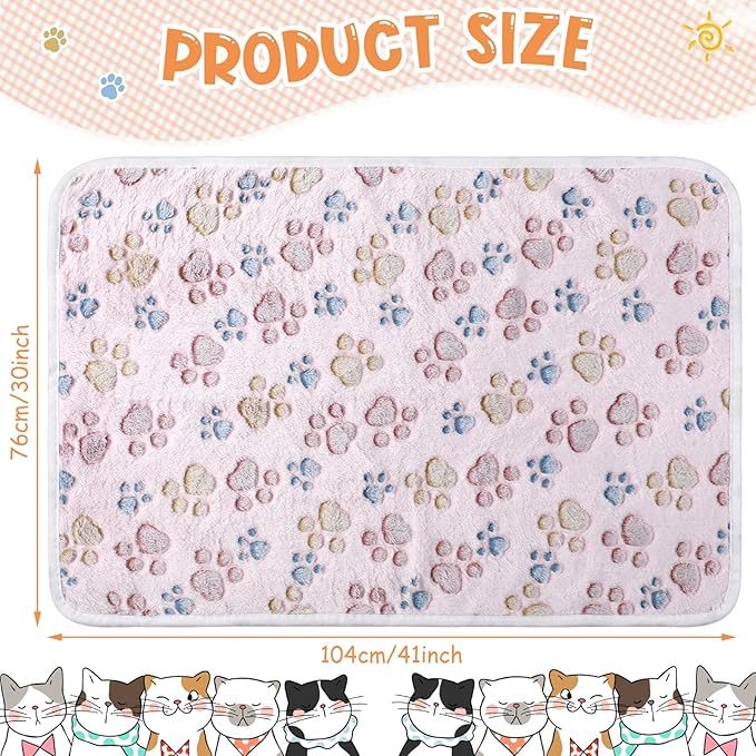 Tatuo 4 Pcs Dog Blanket Pet Puppy Blanket Puppy Teething Toys Paw Print Fleece Blanket for Pet Cat Soft Warm Sleep Mat Guinea Pig Cage Blanket(X-Large(41 x 30 Inch),Beige)