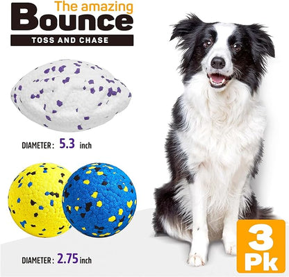 Dog Balls Upgraded Durable Tennis Ball, 5.3''Dog Toys Tennis Balls for Aggressive Chewers, More Biting-Proof Atom Teething Balls Dog Chew Toys for Large Medium Small Dog and Puppies, 3 Pack