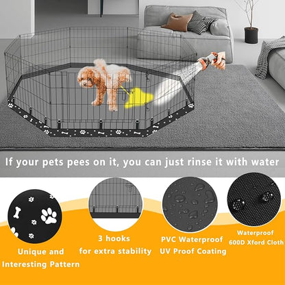 Dog Playpen Bottom Pad Fits for 24 Inch 8 Panels Regular Octagon Metal Exercise Pet Playpen, Dog Crate Pad Puppy Playpen Pad. (Note: Playpen Not Included) -Black