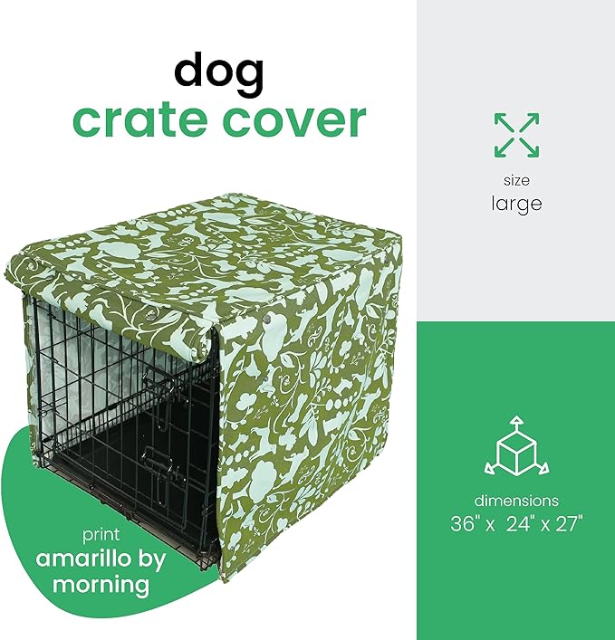 Amarillo by Morning 36-inch Dog Crate Cover, Molly Mutt Large Kennel Cover Measures 36" x 24" x 27",, Two Panel Doors Roll Up, Made from Machine-Washable 100% Cotton Durable, Breathable & Pre-shrunk