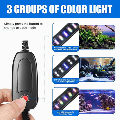 AQUANEAT LED Aquarium Light for 20 to 24 Inch Fish Tank, Full Spectrum Fish Tank Light, with Daylight Moonlight Mode