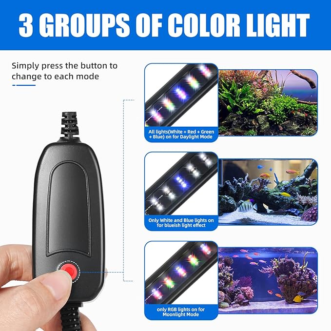 AQUANEAT LED Aquarium Light for 24 to 30 Inch Fish Tank, Full Spectrum Fish Tank Light, with Daylight Moonlight Mode
