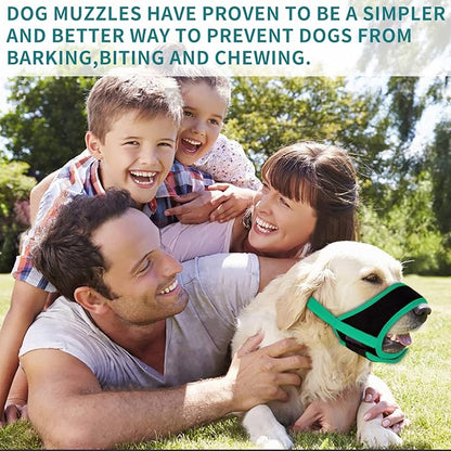 Dog Muzzle for Small Medium Large Dogs, Dog Muzzles for Biting Barking and Chewing Puppy Muzzle Nylon Soft Mesh Breathable Adjustable Loop Muzzle Anti-Dropping (L, Green)