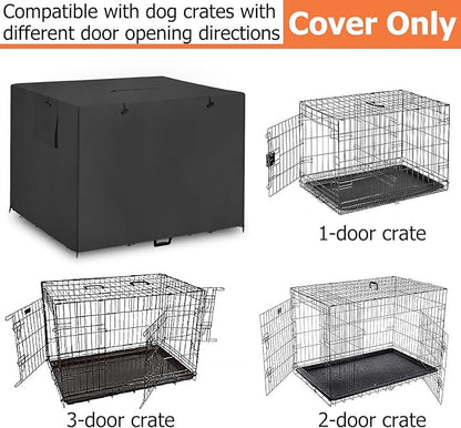 54 Inch Wire Dog Crate Cover,Durable Windproof Privacy Polyester Pet Kennel Covers,Breathable Blackout Cover for 1/2/3 Door Dog Cage. (54" L x 37" W x 45" H,Black)