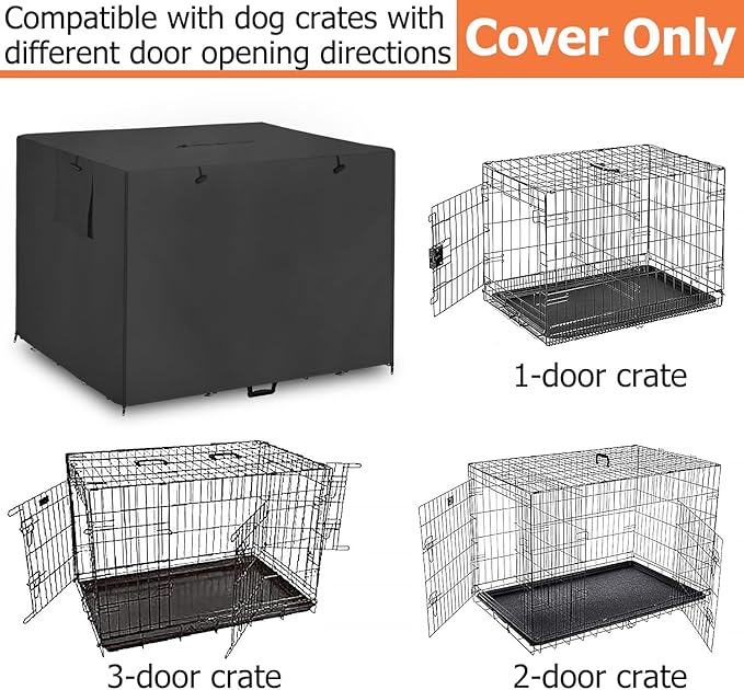 48Inch Wire Dog Crate Cover,Durable Windproof Privacy Polyester Pet Kennel Covers,Breathable Blackout Cover for 1/2/3 Door Dog Cage. (48" L x 30" W x 33" H,Black)