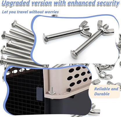 20 Sets Pet Carrier Replacement Fasteners - Heavy Duty Stainless Steel Bolts and Nuts for Kennel - Dog and Cat Replacement Parts, M650-W