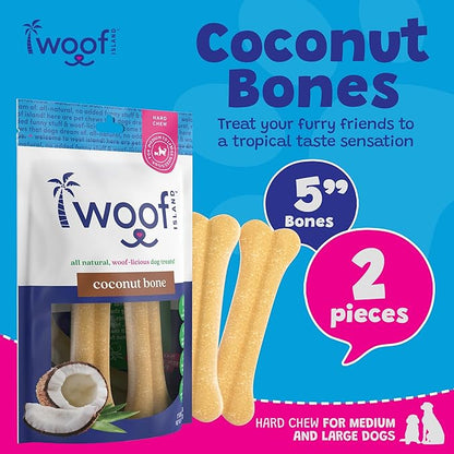 Coconut Dog Bones - Premium, All Natural Coconut Dog Treats - Healthy Puppy Treats & Vitamin Rich Rawhide Free Dog Chews - (Original)
