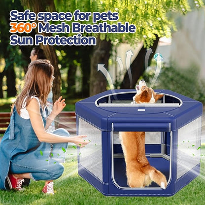 45x45x25 Inches Puppy Dog Playpen,Fabric Mesh Dog Fence,Portable Soft Playpen for Cats, Breathable Exercise Pet Play Pen Indoor,Removable Zipper Top,Tear Resistant Fabric,Safe & Sturdy