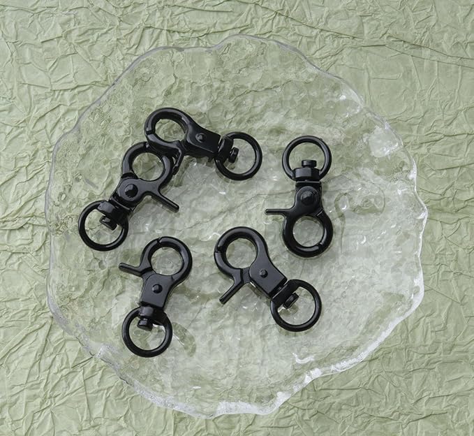 5 Pcs Dog Tag Clips with 5 Pcs 3/4 Inch Keychain 5 Pcs 1 Inch Keychain Multipurpose Metal Dog Tag Rings for Pet Kitten Cat Collars ID Holder Harnesses (Black)