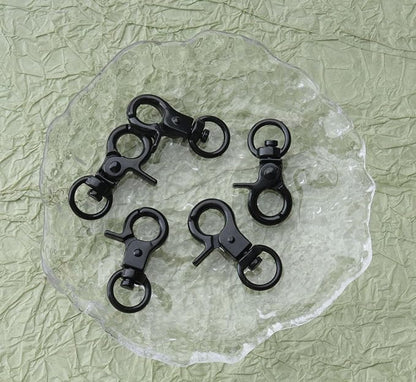 5 Pcs Dog Tag Clips with 5 Pcs 3/4 Inch Keychain 5 Pcs 1 Inch Keychain Multipurpose Metal Dog Tag Rings for Pet Kitten Cat Collars ID Holder Harnesses (Black)