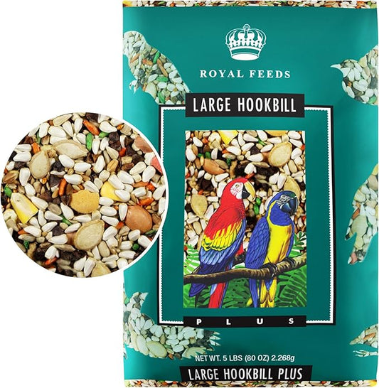 Large Hookbill Plus 5 Lbs, Bird Food for Large Hookbill, Premium Bird Seeds, Supports Growth Energy and Digestive Health, Nutrient-Rich Parrot Birdseeds for Complete & Healthy Balanced Diet