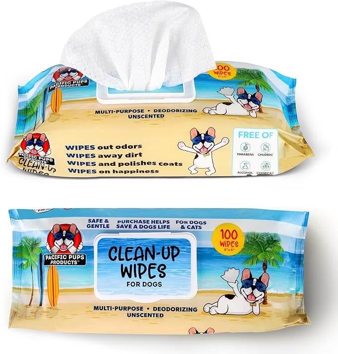 Dog Wrinkle Wipes English Bulldog - 200 count - Gentle, Plant Based, Unscented Bulldog Face Wipes - Frenchie Wrinkle Wipes - Dog Wipes for Paws and Butt, Dog Wipes Cleaning Deodorizing