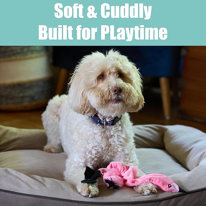 SPOT Skinneeez Flamingo 19 Inch Stuffing-Free Plush Dog Toy with Dual Squeakers – Long Interactive Chew Toy for Medium and Large Dogs – Mess-Free Play for Light & Moderate Chewers