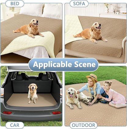 hyha Waterproof Dog Blanket, Soft Pet Bed Blankets, Waterproof Sofa Couch Cover for Dogs Washable, Reversible Pet Couch Covers for Sofa Furniture (30x90 Inch, Camel/Beige)