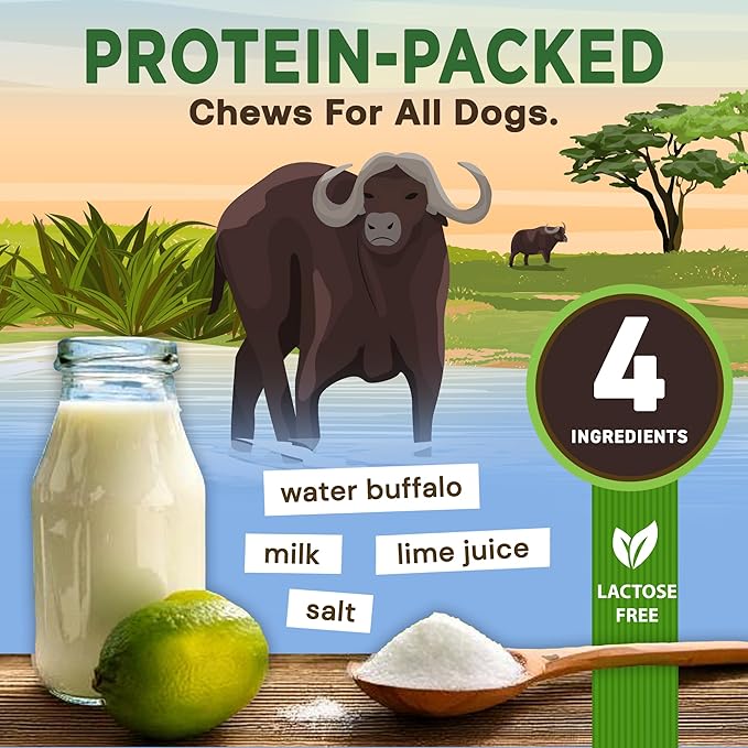 EcoKind Premium Gold Yak Cheese Himalayan Dog Chews, Healthy Dog Treats for Large Dogs, All Natural, High Protein Dog Chew, Water Buffalo, Large - 3 Chews