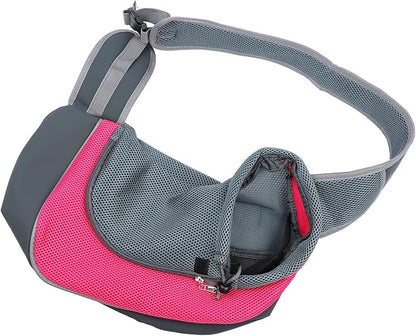 Dog and Cat Sling Carrier, Hands Free Shoulder Pet Dog Carrier, Breathable Mesh Safe Pet Papoose Bag for Puppy Small Dogs Cats, Puppy Carrier Purse with Storage Pocket for Travel(Rose Red)