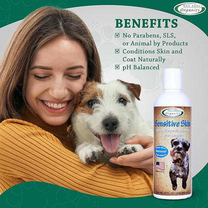 Dog Shampoo for Sensitive Skin - Lanolin-Enriched Formula - pH Balanced to Support Natural Oils - Light Citrus Scent - Suitable for All Dogs - Moisturizes and Softens Coats - 8 oz