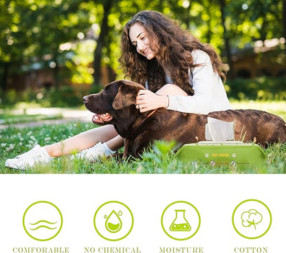 Unscented Hypoallergenic Pet Wipes - Deodorizing Cleaning Wipes for Dogs & Cats, Alcohol-Free & pH Balanced, Thick & Large Wipes for Paws, Body, Bum & Face, (320 Count, More favorable)